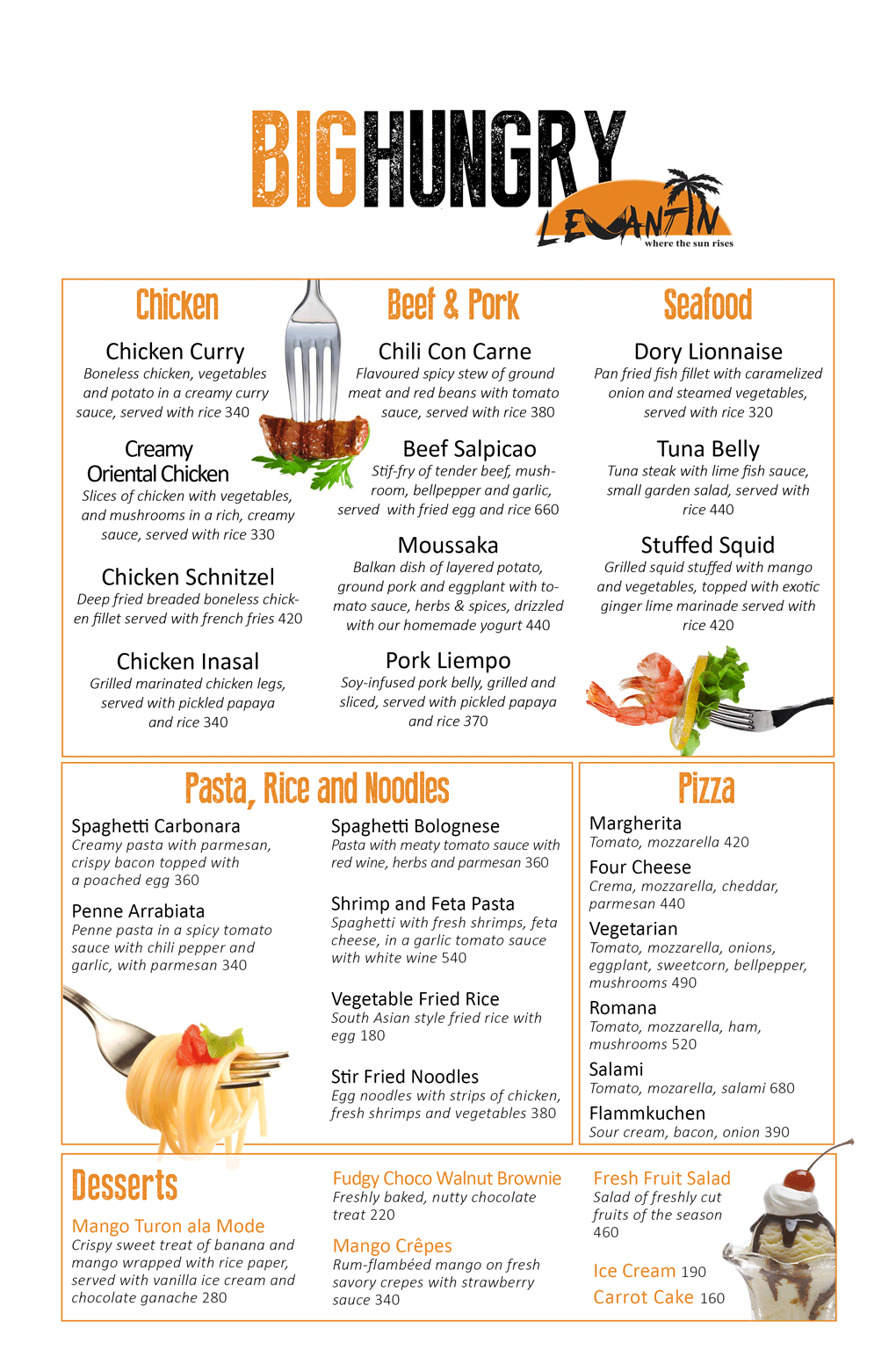 Big Hungry Menu