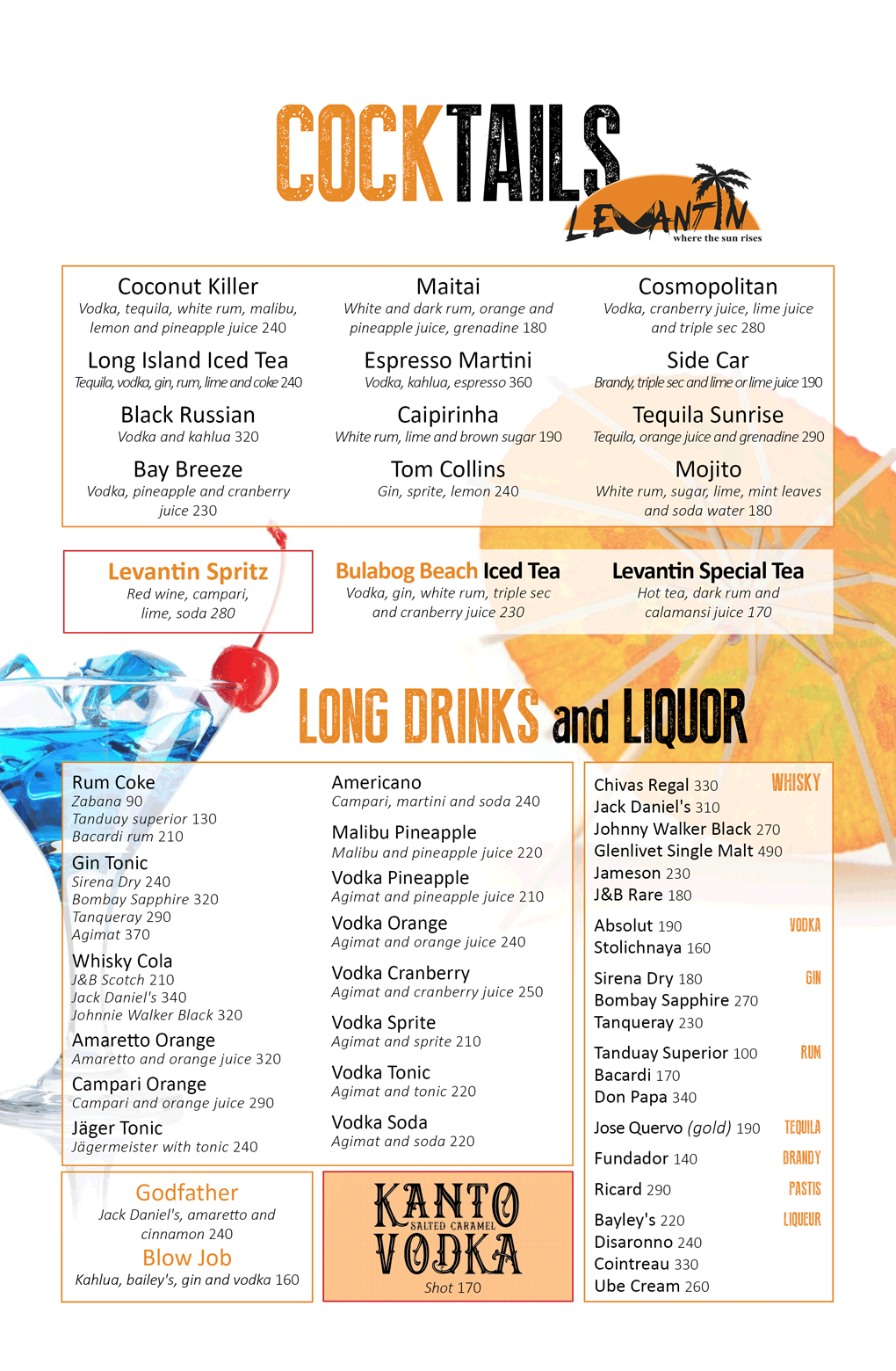 Cocktails Menu