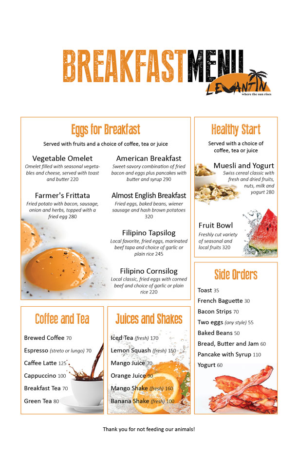  English  Breakfast  Menus  